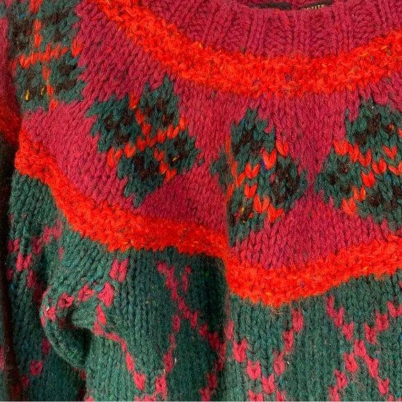 VTG 90s Liz Sport Chunky Cropped Pullover Pattern Sweater - Picture 4 of 11